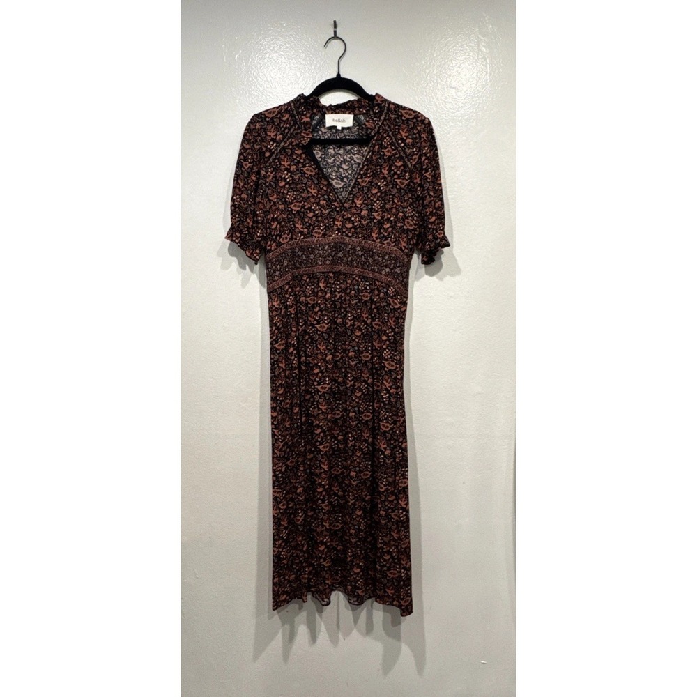 Ba&sh Molly Dress Womens Size 1 Print Midi Floral Print V Neck Boho Bohemian